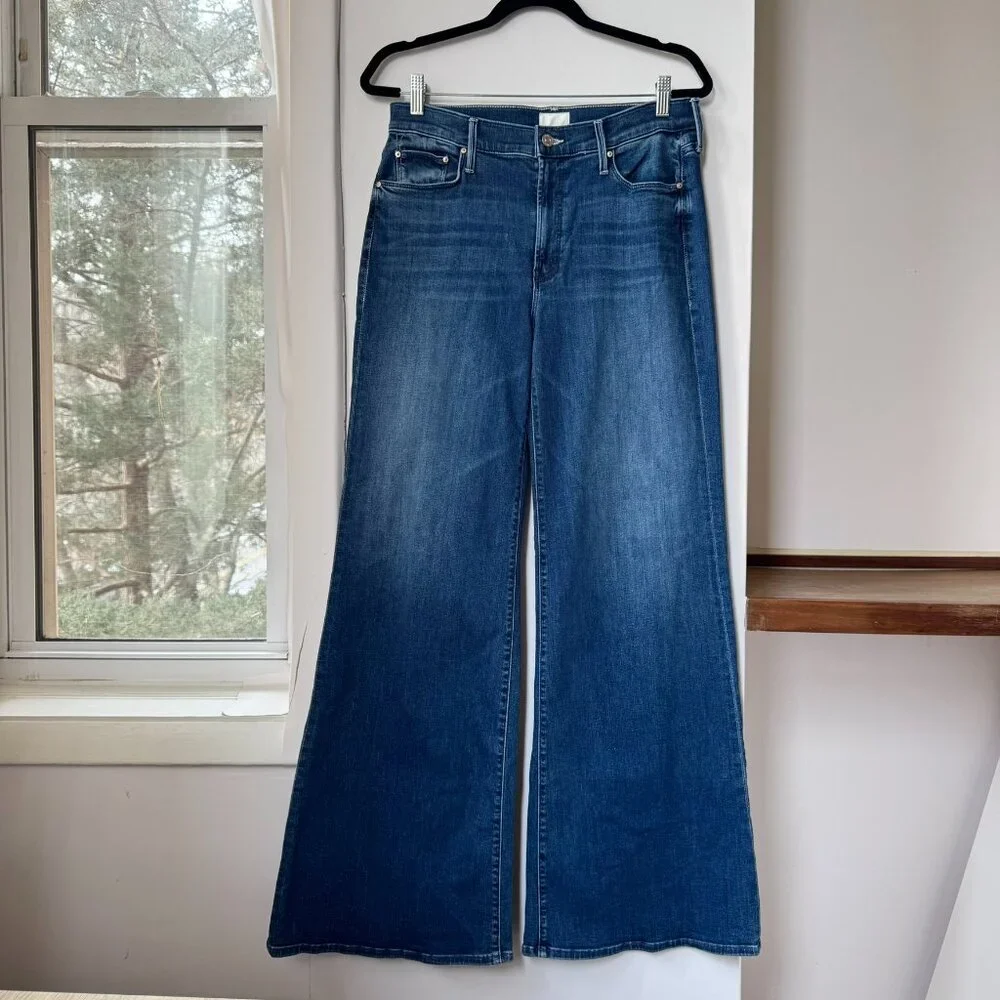 MOTHER The Twister Sneak Wide-Leg Jeans Dark Blue 30